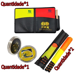 Em estoque].Jogo De Futebol Bandeira De Árbitro Patrulha FIFA Edge  Selecionador Cartão Vermelho Amarelo Equipamentos Apito Capitão Manga  Etiqueta