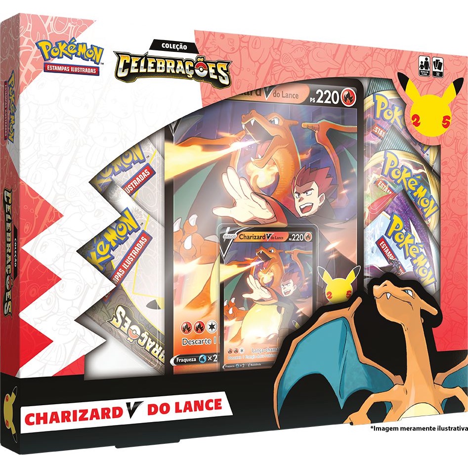 Carta Pokemon Charizard V Frete Grátis Copag Br + 25 Cartas