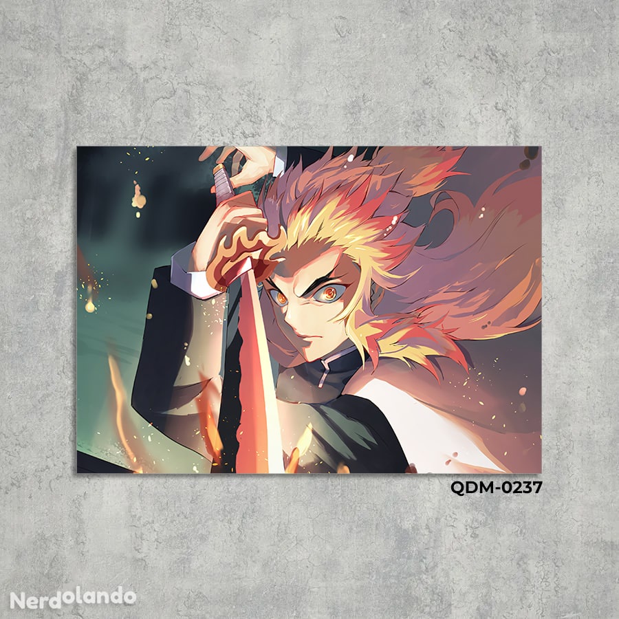 Quadro Decorativo Rengoku Anime Demon Slayer