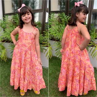 Vestido Longo Soltinho Infantil Meninas De 4 a 12 anos Verão Modinha  Infantil