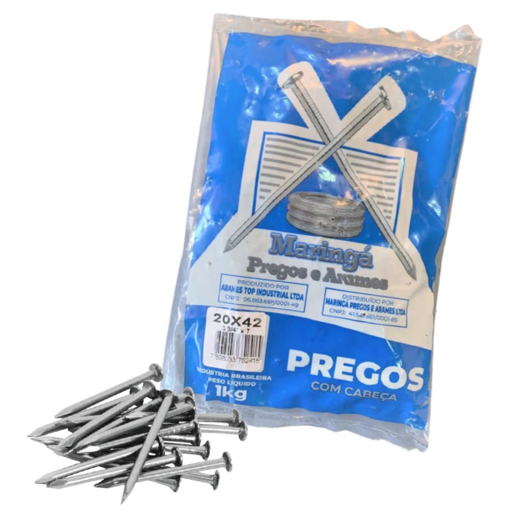 Prego Com Cabeça 22 X 42 Polido 1Kg Maingá Pregos | Shopee Brasil