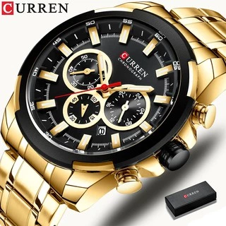 CURREN Relógio De Pulso Masculino Casual Esportivo Quartzo Aço Inoxidável À Prova D