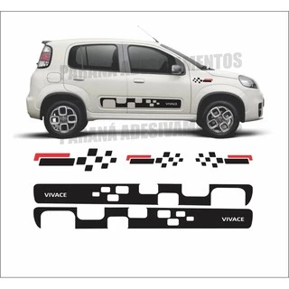Kit Completo Adesivos Faixas Laterais Do Novo Uno Vivace