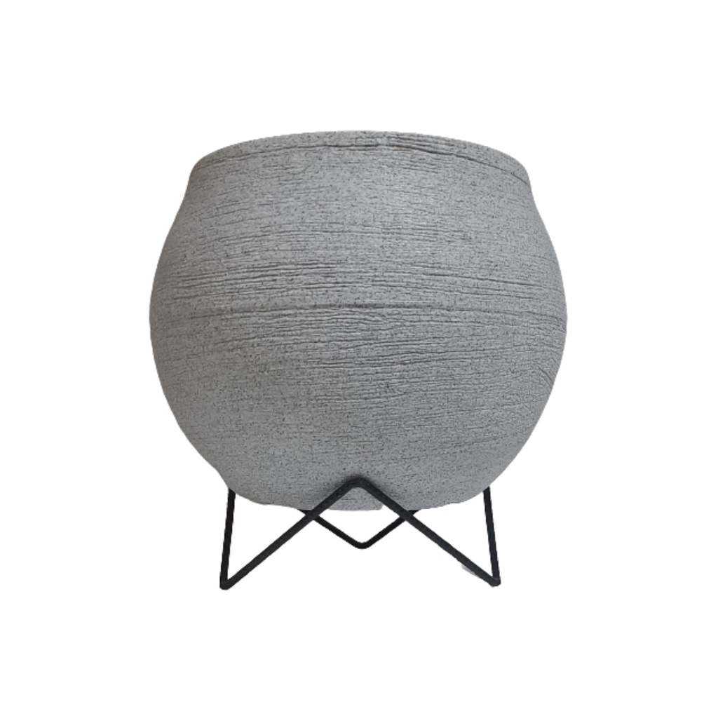 vaso de planta bola pp em polietileno com suporte 26x21cm