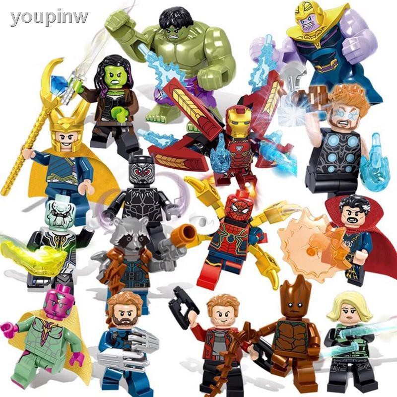 ◆16 Pçs / Set Lego Vingadores Minifigures Thanos Homem De Ferro Hulk Thor Spiderman Marvel Super Heroes Blocos De Constr
