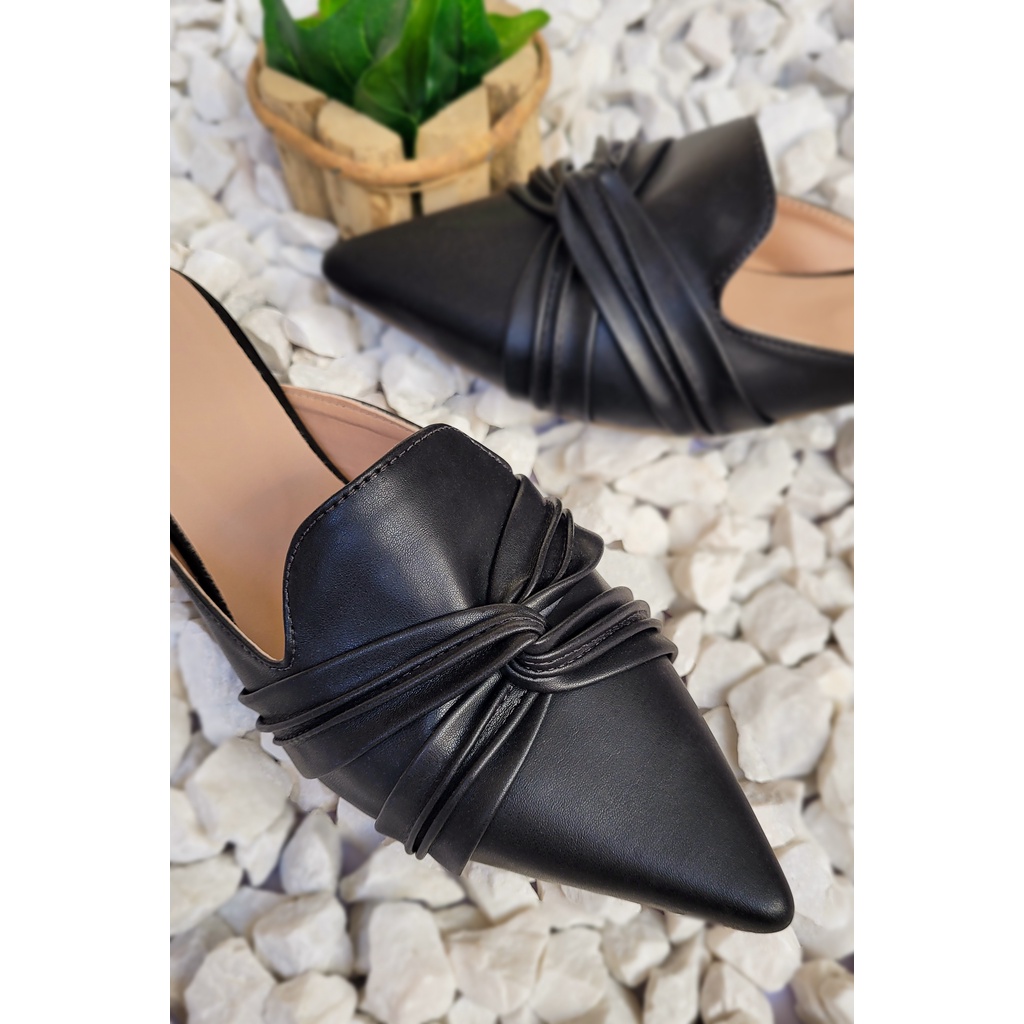 Mule Feminino Rasteira Sapatilha Bico Fino Preta Nude Off White Muller ...