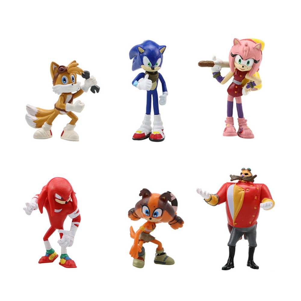 Kit 6 bonecos da turma do Sonic (modelos a escolher) (Sonic, Tails, Dr  Robotnik, Knucles, Amy)