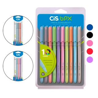 Caneta Esferográfica CIS Bpx - Estojo com 3, 5 ou 10 Cores