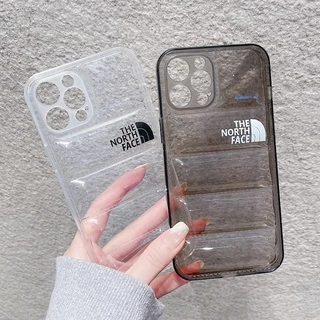 Moda 3D Ondulada North Face Casing For iPhone 15 14 13 12 11 Pro Max XS XSMAX XR Plus Marca De Luxo Casaco Transparente Down Square Case Capa De Telefone Macia À Prova De Choque