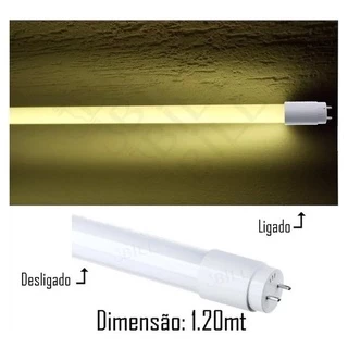 KIT kit 5 LÂMPADA TUBULAR VIDRO LED 120CM BRANCO QUENTE 3000K BIVOLT 18W . Tvx