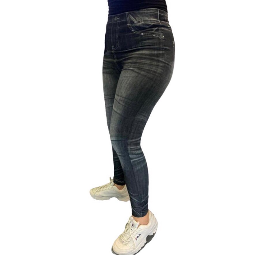 Legging Longa Suplex cores azul e preta Academia Fitness atacado e