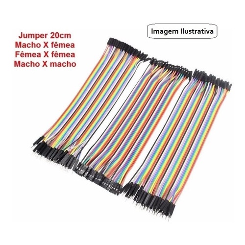 30 Pçs Jumper Macho X Macho X Femea X Femea 20cm Arduino Pi