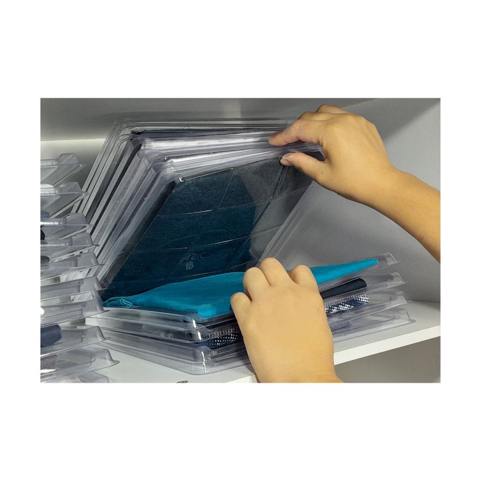 Kit de organizador tipo arquivo para camisetas, com 6 divisórias de plástico transparente 34x28x5cm