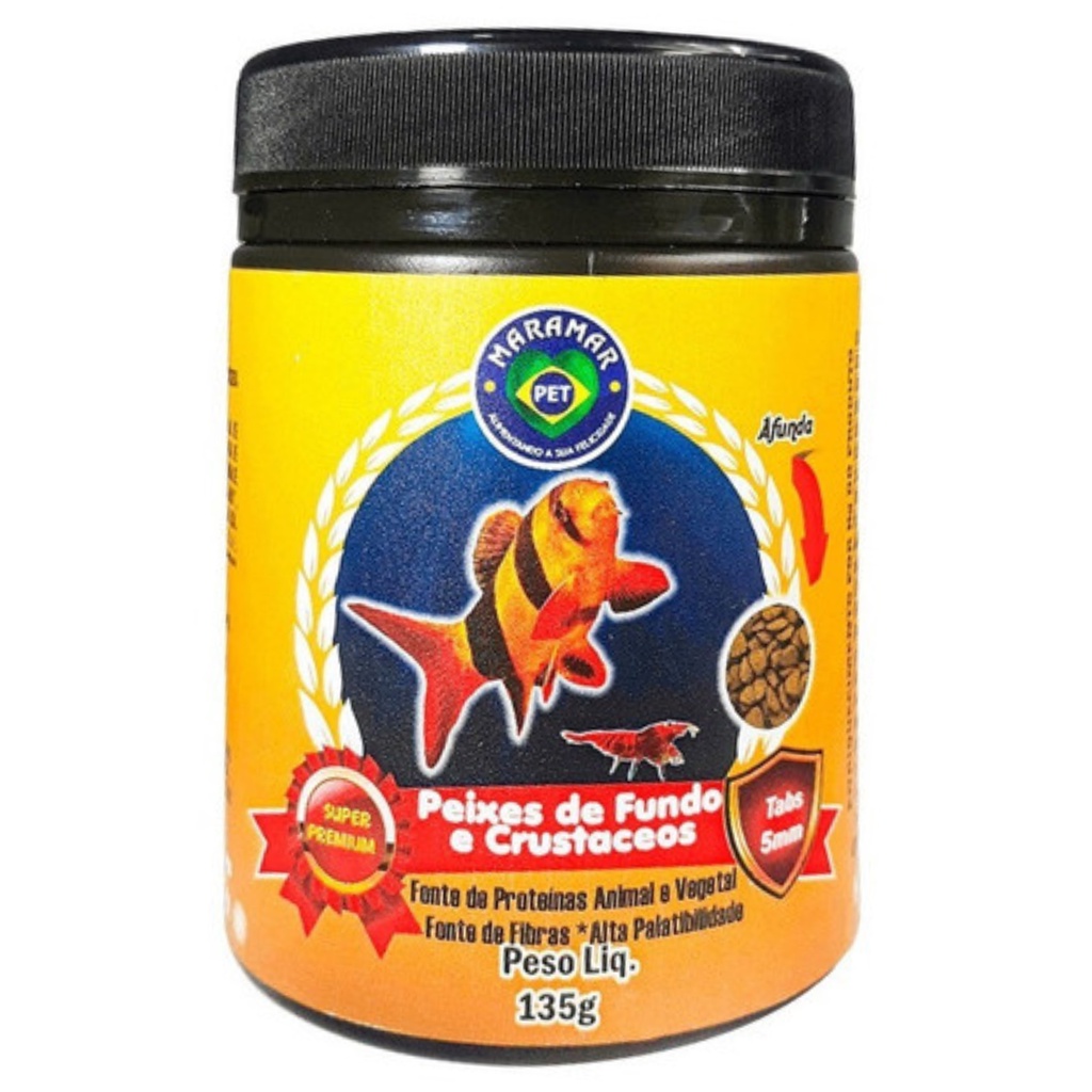 Ração Maramar Peixes De Fundo E Crustáceos Tabs 5mm - 135g | Shopee Brasil