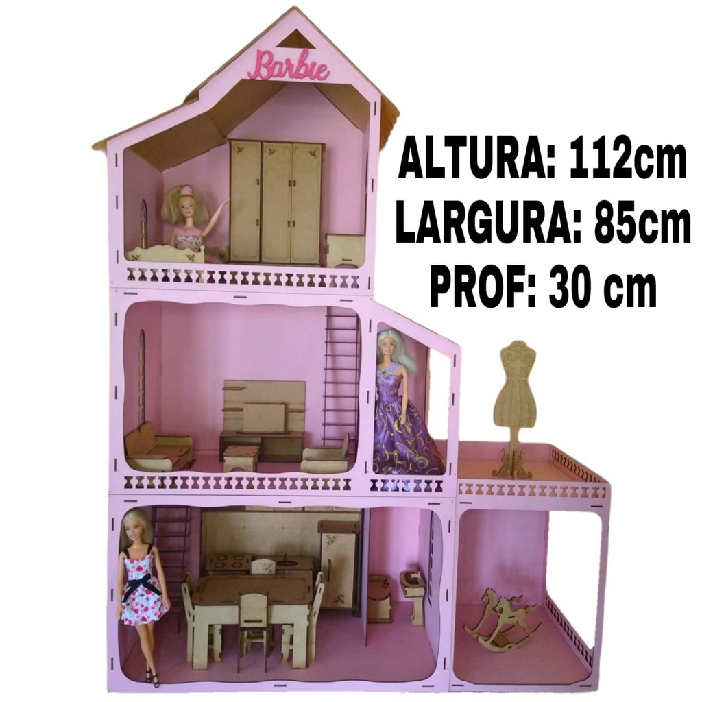 Casa Casinha Para Barbie/polly/lol Grande Mdf Bonecas 30cm em