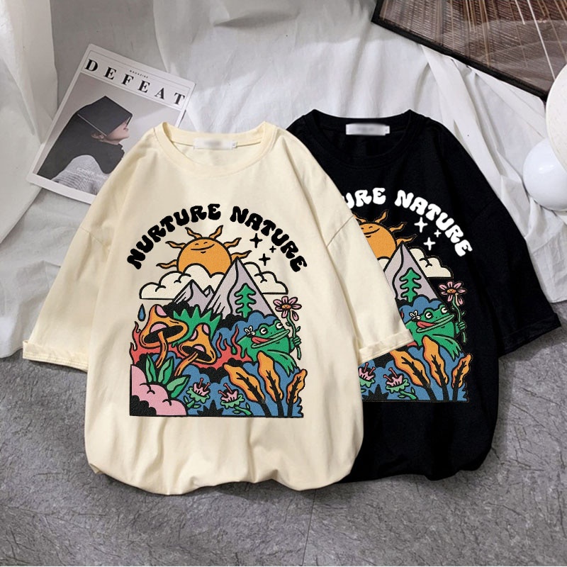 Camiseta Feminina Preta Com Estampa De Cogumelo/Estética/Punk/Gótico ...