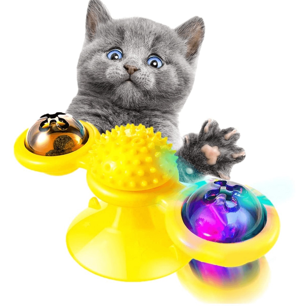 Brinquedo para Gatos de Moinho de Vento Amarelo