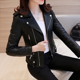 2022 Primavera Inverno Nova Mulher Coreana Jaqueta de Couro PU Short Slim Motocicleta Casaco Feminino de Couro Musim B