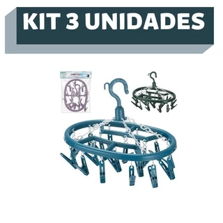 Kit Com 3 unidades Varal De Roupas Oval Calcinha Cuecas 18 Prendedores Íntima Pronta Entrega