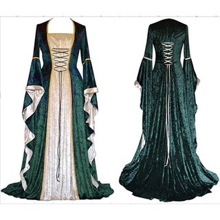 2022 novo halloween feminino medieval cosplay trajes gótico retro victoria  idade média carnaval manga longa vestido