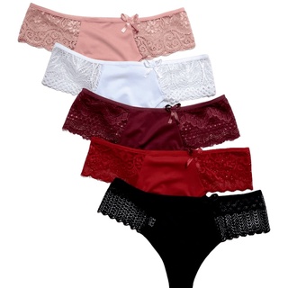 kit 5 calcinhas renda na lateral confortável lingerie revenda sacoleira