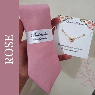 Kit Padrinho Gravata semi slim e Pulseira madrinha folheada cores PRONTA ENTREGA