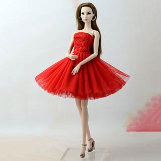 Lindo Vestido Vermelho + Sapato Para Boneca Barbie - Roupa