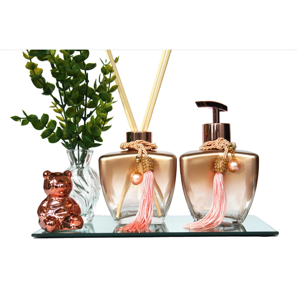 Kit de Vidros Para Lavabo Pia Banheiro Degrade Rose Super Luxo C ...