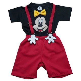 Conjunto Infantil Roupa Festa Mickey Fantasia Meninos Criança Aniversário Temático 1 á 3 Anos