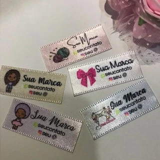 100 Etiquetas de Cetim Personalizadas Para Roupas / Laços / Tiaras / Crochê / Costura Criativa / Roupa Pet