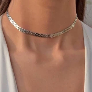 Gargantilha Choker Escama De Peixe Seta A Prata 925 c/ Garantia