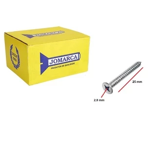 Caixa 50 Parafuso Philips para Madeira Chata 2,8 X 25mm Zincado Jomarca