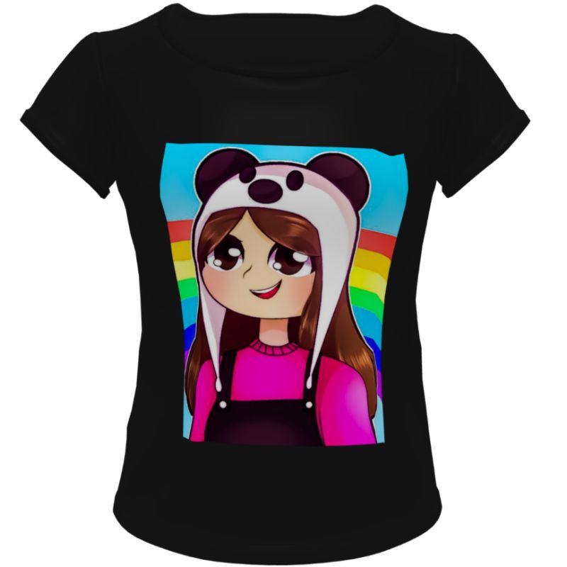 Camiseta preta infantil menina natasha panda personalizada