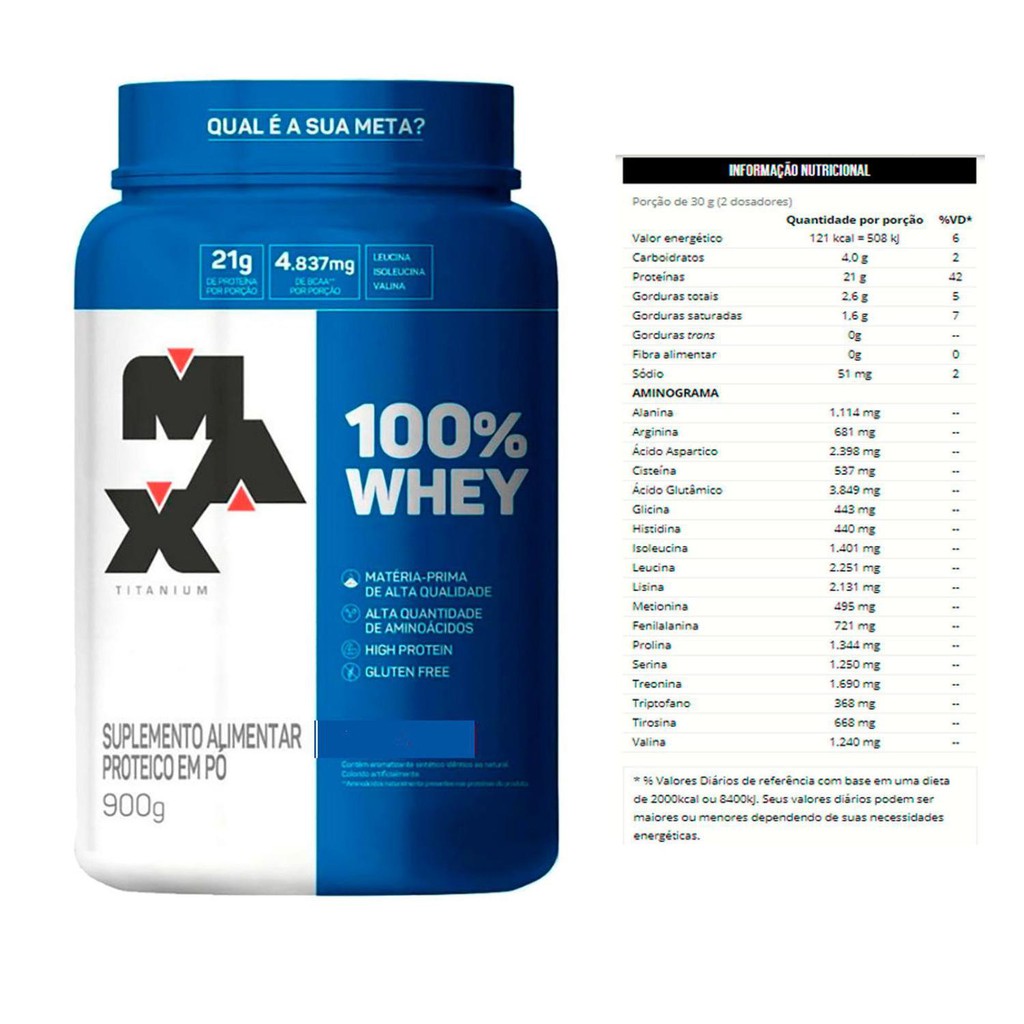 100% Whey Pote 900g – Max Titanium