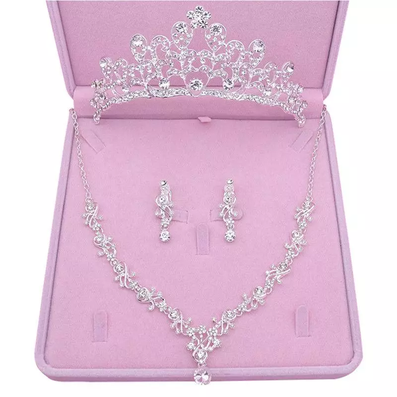Colar De Tiara De Cristal Conjunto De Brinco De Casamento Joias De Noiva Acessório De Cabelo