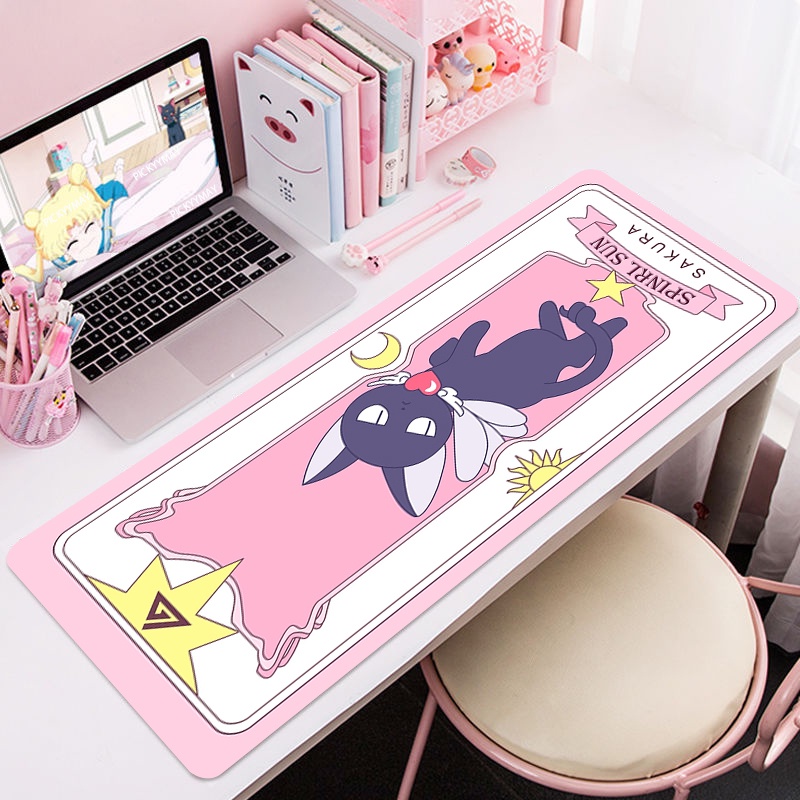 Mouse Pad Cardcaptor Sakura Grande 100x50cm Mousepad Gamer De Computador Antiderrapante Borracha Natural Com Trava De Borda De Jogo Tapete De Rato