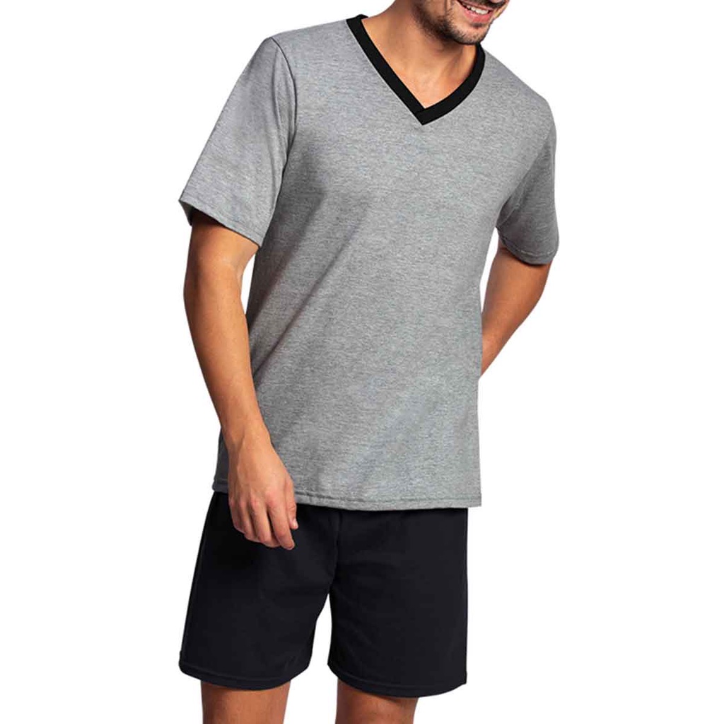 Pijama Masculino Camiseta Curta Gola V Shorts Lupo
