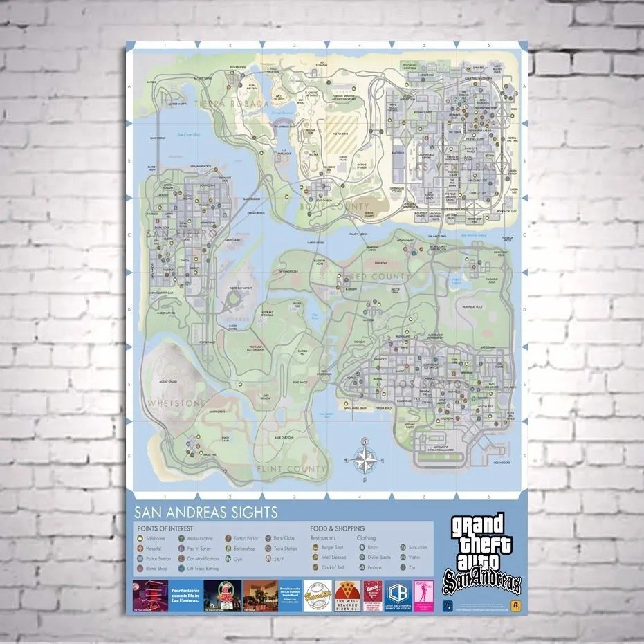 Poster Cartaz Mapa Gta San Andreas Edição De Colecionador A3