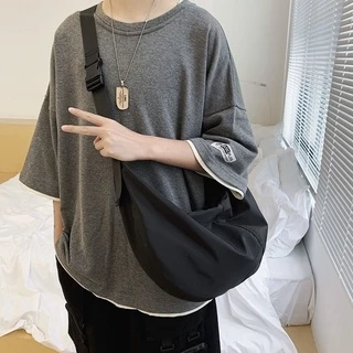 Ombro Saco Masculino Do Mensageiro Estudante De Moda De Grande Capacidade Simples De Lona Ocasional Marca Peito Japonês Bolinho