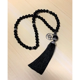 Colar Japamala 54 Contas Obsidiana Negra Natural 8mm