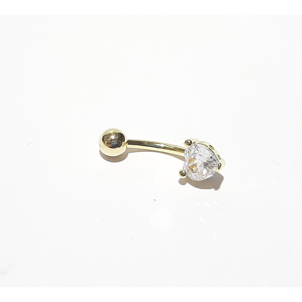 Piercing de Umbigo Aço Cirúrgico Dourado Zircônia Coração - Gaia