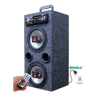 Caixa Residencial Radio Bluetooth + Par Falante 6 Bravox