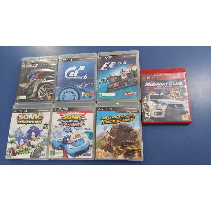 Jogo Ps3 PlayStation Sonic Generations All Star Racing GTA Gran Turismo  Fórmula 1 Motor Storm Pacífic Rift action Original