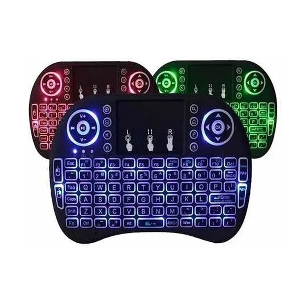 Mini Teclado Sem Fio Wireless Touch Pad Universal Console Pc com Luz RGB