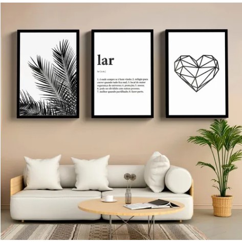 Kit Quadros Decorativos Mosaico 3 Peças Trio Frase Significado Família ...