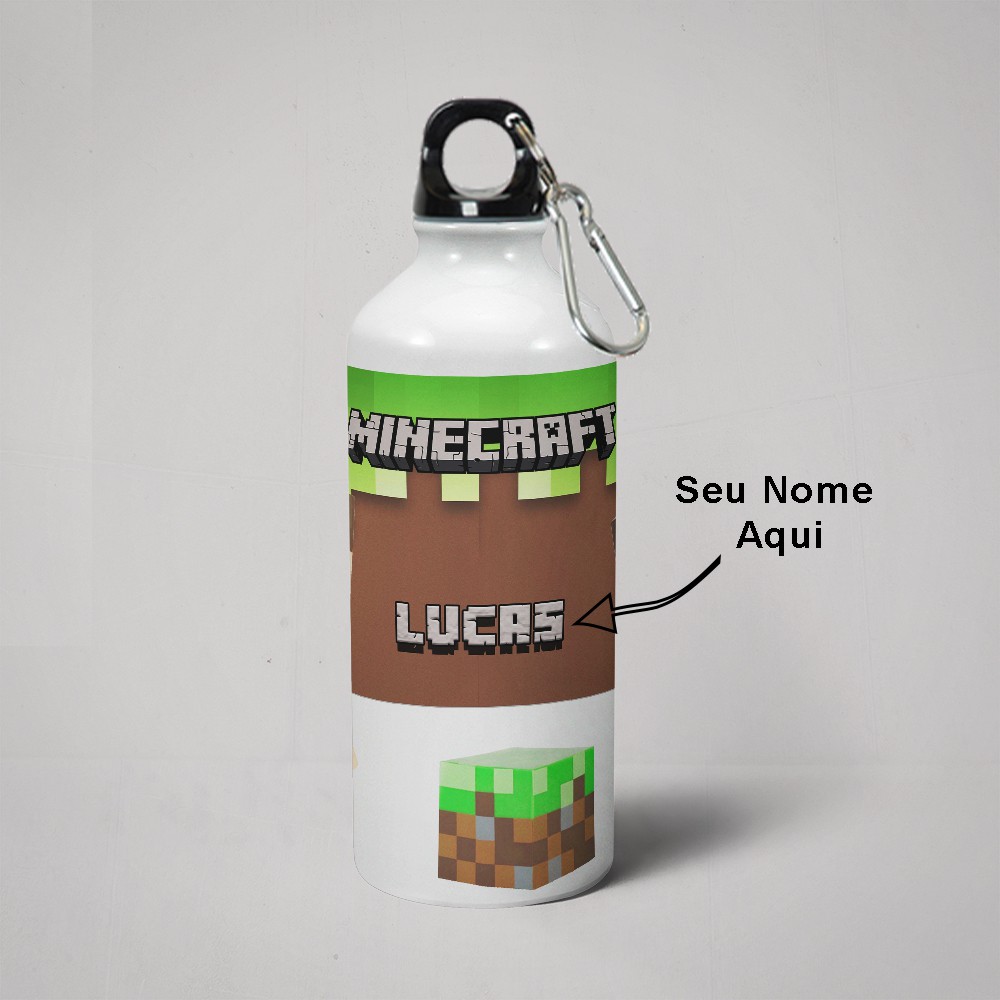 Garrafa Squeeze MQ Minecraft Personalizada com seu nome | Shopee Brasil