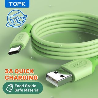 TOPK AN84 3A 1M Cabo USB Tipo C TPE De Silicone Líquido Compatível Para iPhone Android