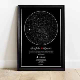 Quadro Mapa das Estrelas/ Mapa Estelar/Mapa do céu- Estrelado Personalize o seu