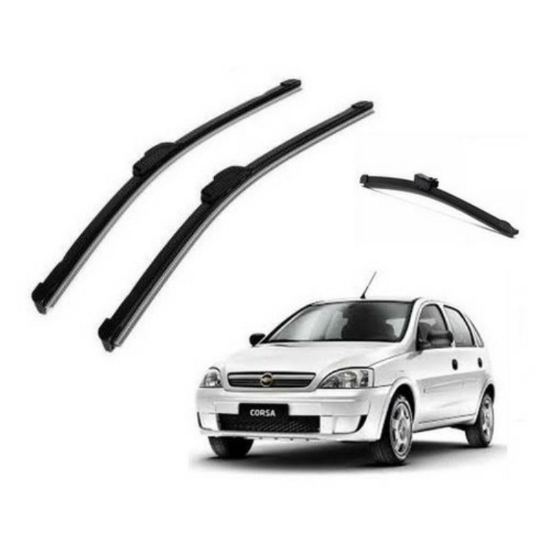 Palheta Limpador Parabrisa Dianteiro + Traseiro Corsa Hatch 2004 a 2012