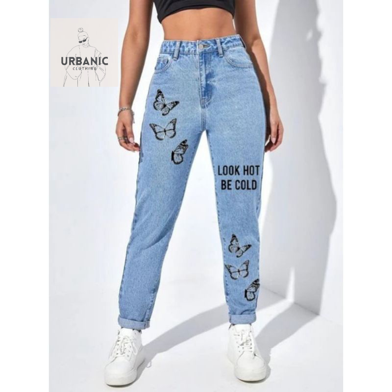 Calça jeans com sales desenhos